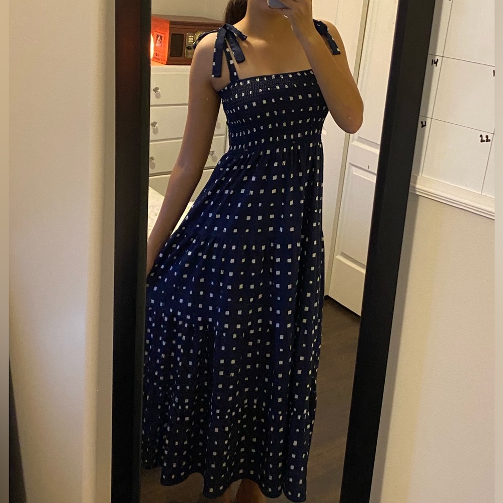 navy tie dress